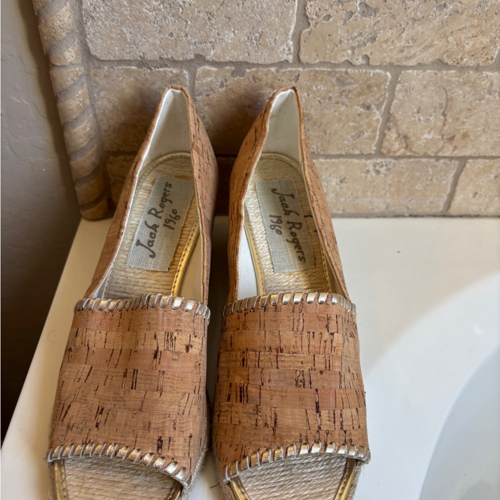 Jack Rogers Cork Espadrilles with Gold Accents Women’s Sz 11M Beach Vacation - Picture 5 of 6